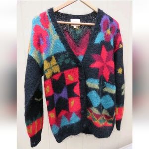 VTG 90s Susan Bristol Women's Mohair Wool Cardigan Sweater Long Sleeve Size S